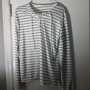 Black and white striped top